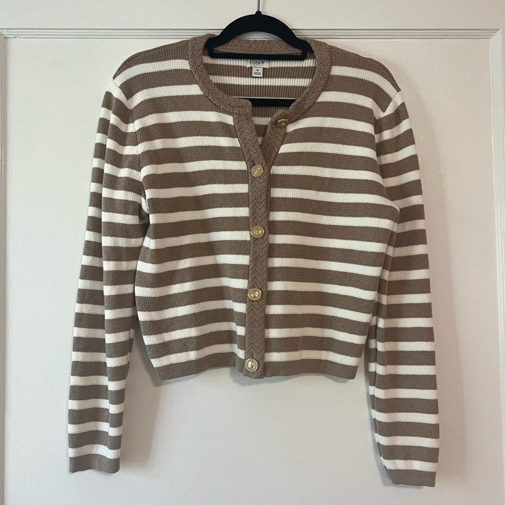 J. Crew Factory Striped Sweater with Gold Buttons